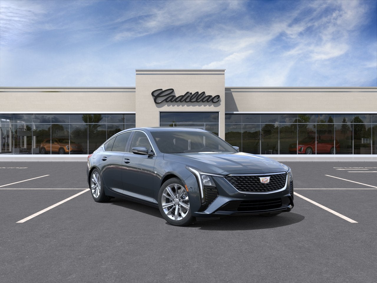 2026 Cadillac CT5 Premium Luxury in Deep Space Metallic — front three-quarter view