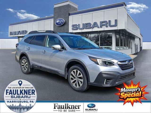 2020 Subaru Outback Premium CVT in Ice Silver Metallic — front three-quarter view