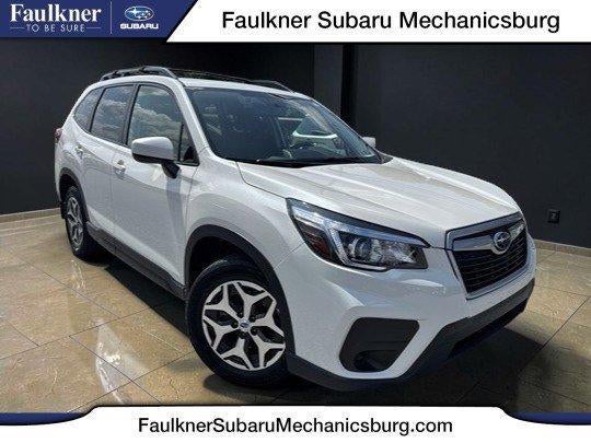 2019 Subaru Forester 2.5i Premium in Crystal White Pearl — front three-quarter view