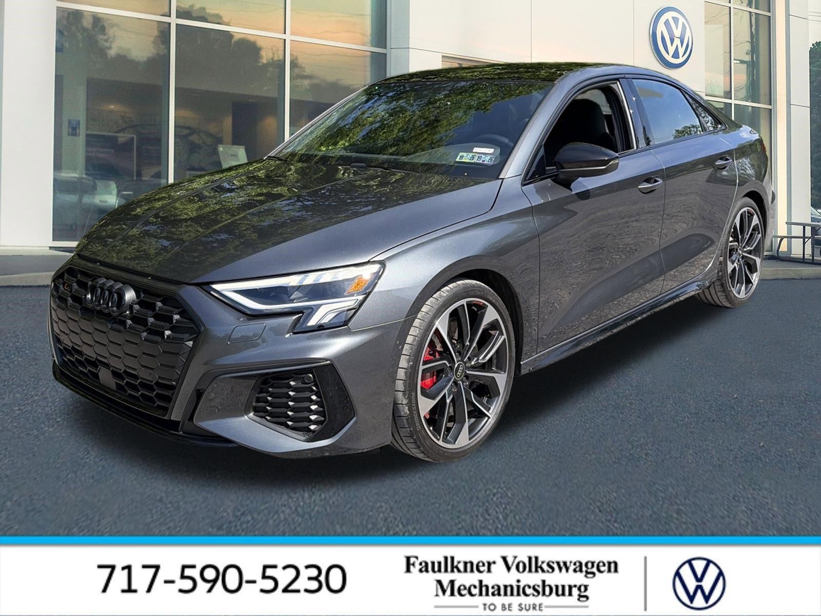 2024 Audi S3 Premium Plus 2.0 TFSI quattro in Mythos Black Metallic — front three-quarter view